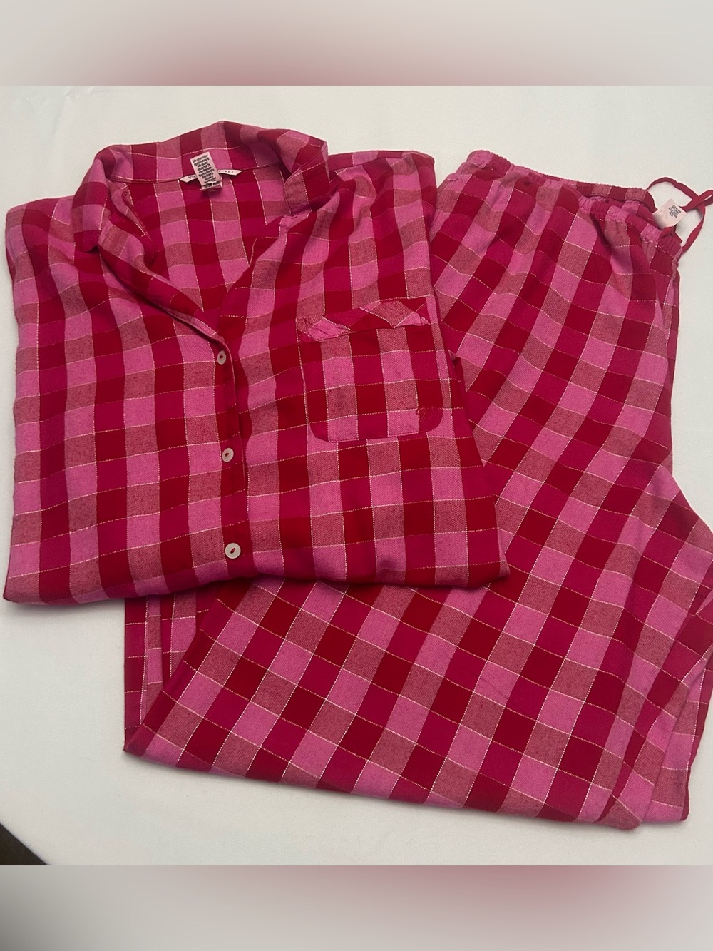 Victoria's Secret Pink & Fuchsia Plaid Pajama Set